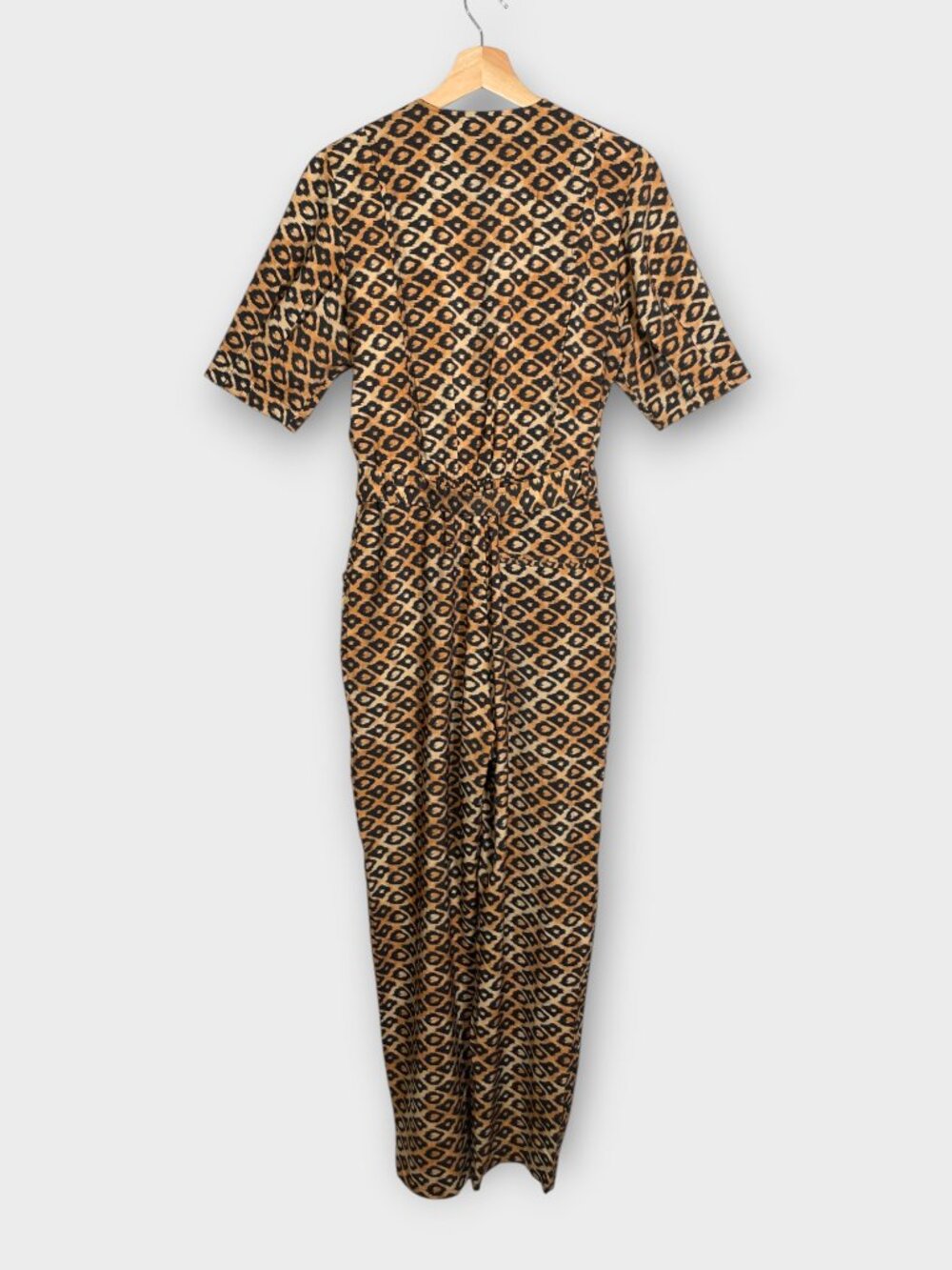 Scotch & Soda Animal Print Jumpsuit Sz S Black Tan Short Sleeve V-Neck Romper - Picture 6 of 10